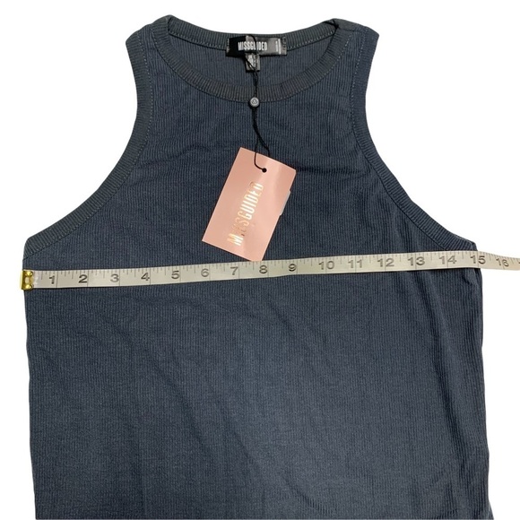 Missguided New With Tags fine rib racer vest in charcoal size 8 - Picture 9 of 16